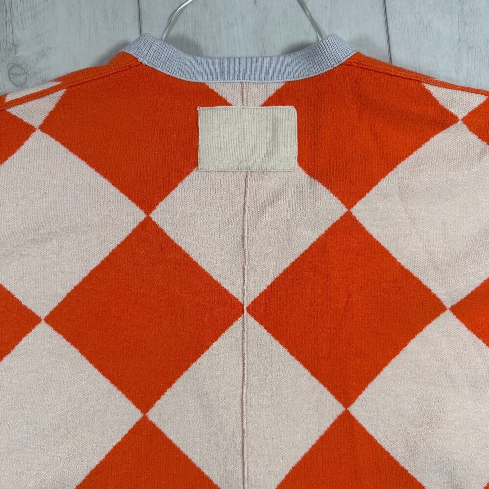 We The Free People Manny Checkered Oversized Cardigan Orange Womens XS Boho Cozy - Picture 6 of 12